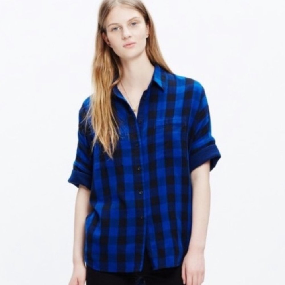 Madewell Blue Buffalo Plaid Courier Shirt